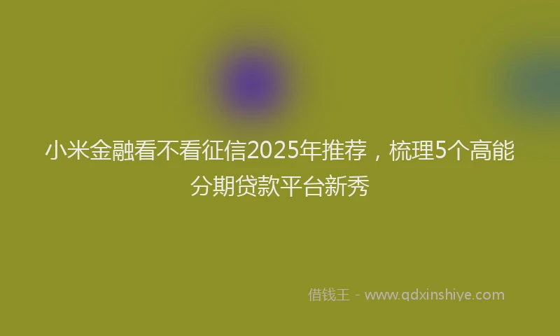 小米金融看不看征信2025年推荐，梳理5个高能分期贷款平台新秀