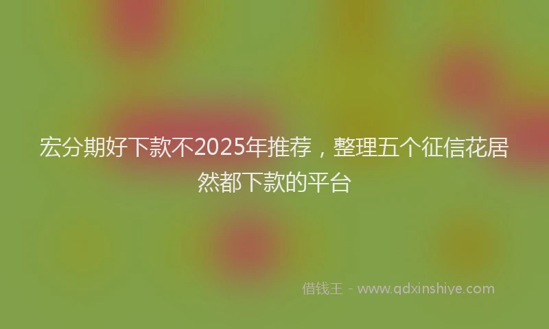 宏分期好下款不2025年推荐，整理五个征信花居然都下款的平台