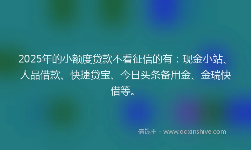 2025年的小额度贷款不看征信的有：现金小站、人品借款、快捷贷宝、今日头条备用金、金瑞快借等。