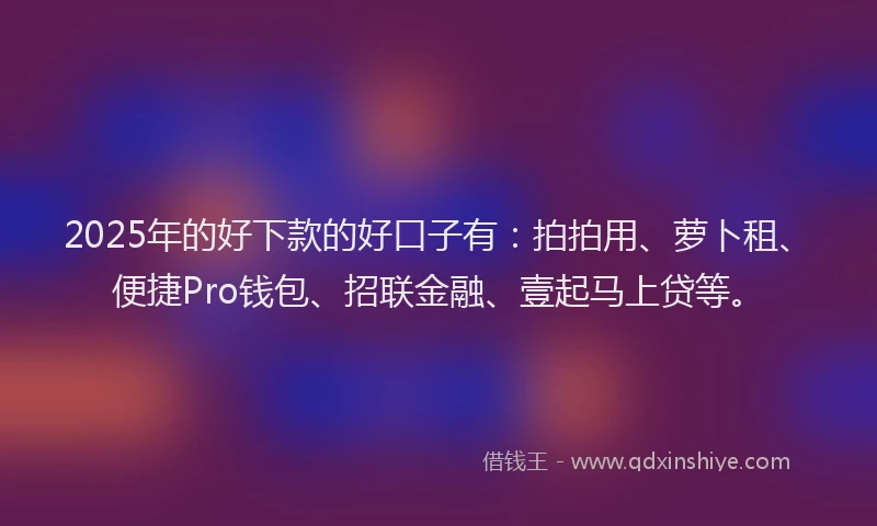 2025年的好下款的好口子有：拍拍用、萝卜租、便捷Pro钱包、招联金融、壹起马上贷等。