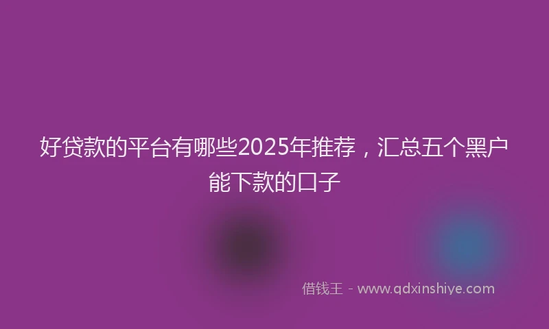 好贷款的平台有哪些2025年推荐，汇总五个黑户能下款的口子
