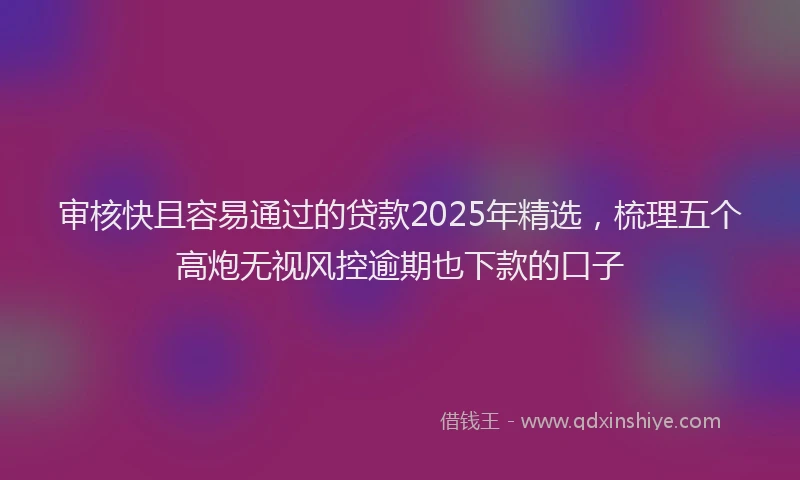 审核快且容易通过的贷款2025年精选，梳理五个高炮无视风控逾期也下款的口子