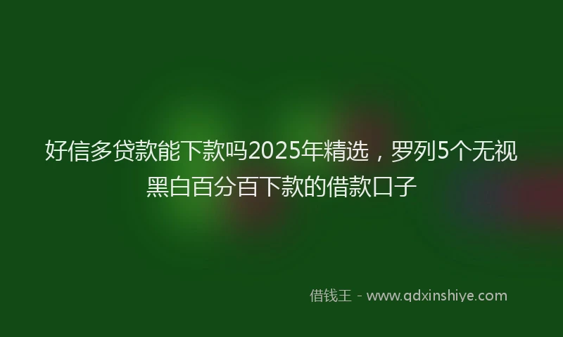 好信多贷款能下款吗2025年精选，罗列5个无视黑白百分百下款的借款口子