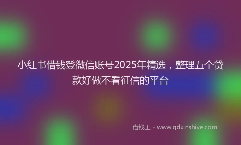 小红书借钱登微信账号2025年精选，整理五个贷款好做不看征信的平台