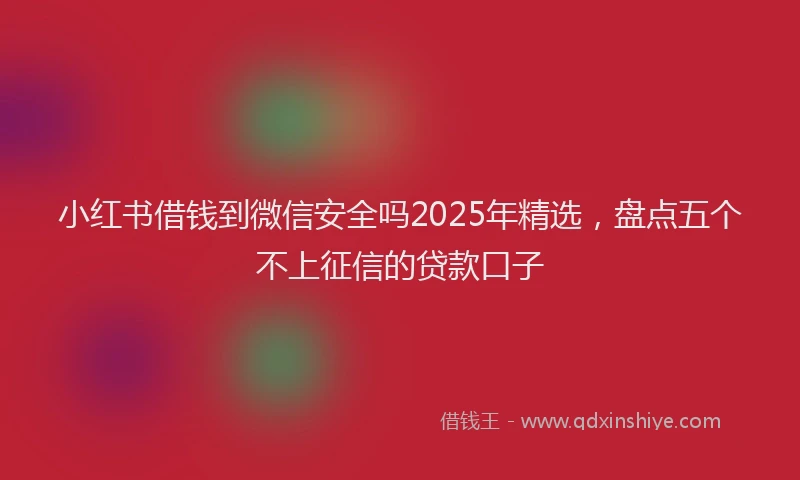 小红书借钱到微信安全吗2025年精选，盘点五个不上征信的贷款口子