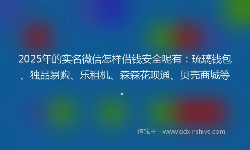 2025年的实名微信怎样借钱安全呢有：琉璃钱包、独品易购、乐租机、森森花呗通、贝壳商城等。