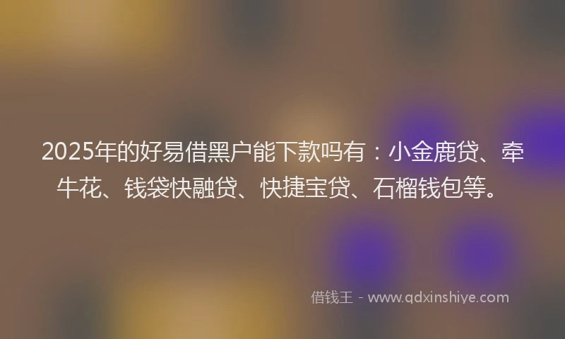 2025年的好易借黑户能下款吗有：小金鹿贷、牵牛花、钱袋快融贷、快捷宝贷、石榴钱包等。