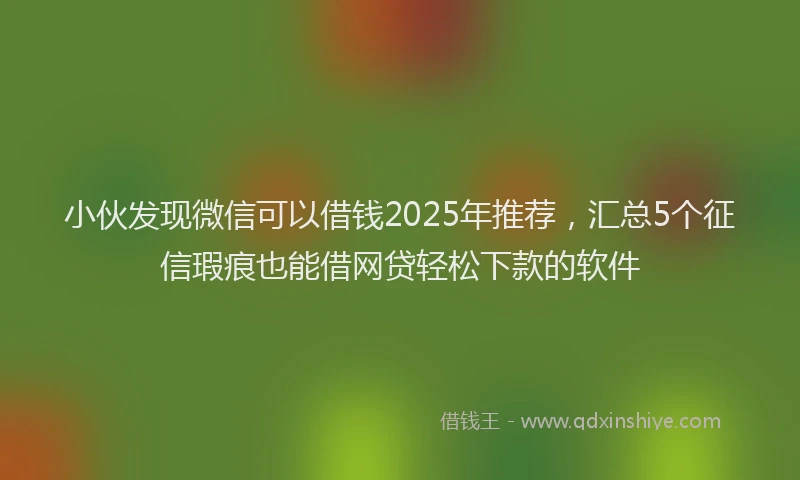小伙发现微信可以借钱2025年推荐，汇总5个征信瑕疵也能借网贷轻松下款的软件