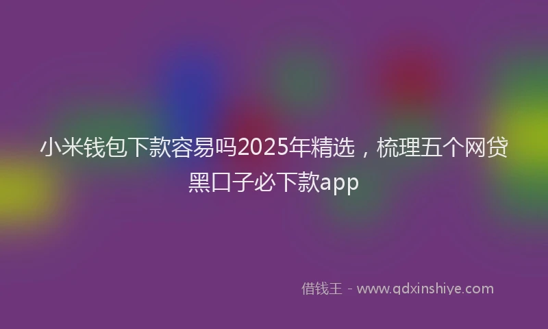 小米钱包下款容易吗2025年精选，梳理五个网贷黑口子必下款app