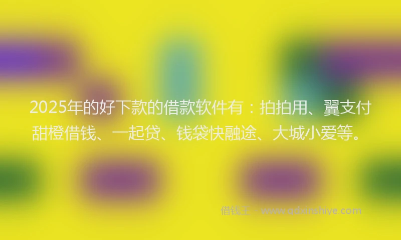 2025年的好下款的借款软件有：拍拍用、翼支付甜橙借钱、一起贷、钱袋快融途、大城小爱等。