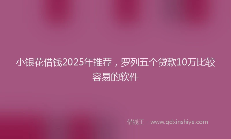 小银花借钱2025年推荐，罗列五个贷款10万比较容易的软件