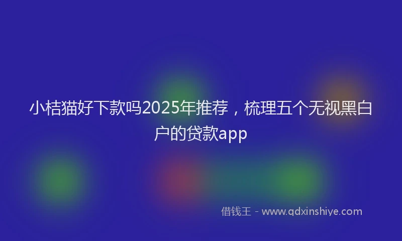 小桔猫好下款吗2025年推荐，梳理五个无视黑白户的贷款app