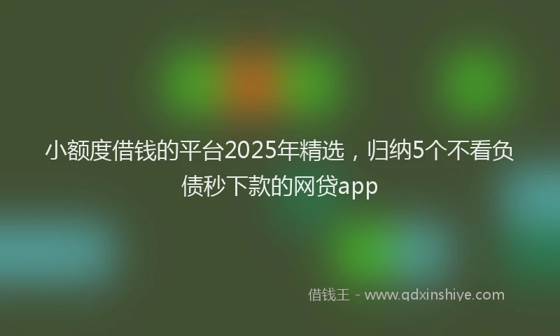 小额度借钱的平台2025年精选，归纳5个不看负债秒下款的网贷app