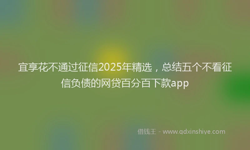 宜享花不通过征信2025年精选，总结五个不看征信负债的网贷百分百下款app