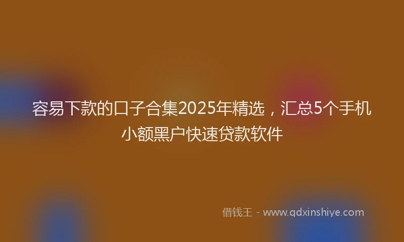 容易下款的口子合集2025年精选，汇总5个手机小额黑户快速贷款软件