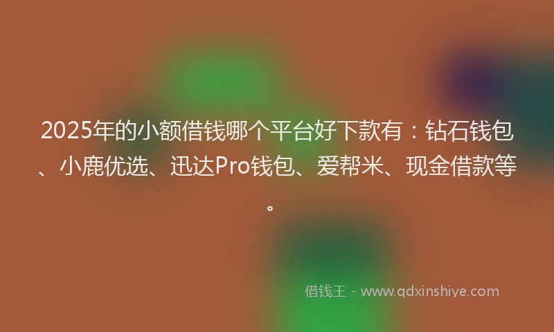 2025年的小额借钱哪个平台好下款有：钻石钱包、小鹿优选、迅达Pro钱包、爱帮米、现金借款等。