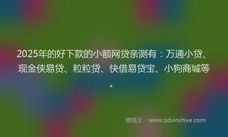 2025年的好下款的小额网贷亲测有：万通小贷、现金侠易贷、粒粒贷、快借易贷宝、小狗商城等。