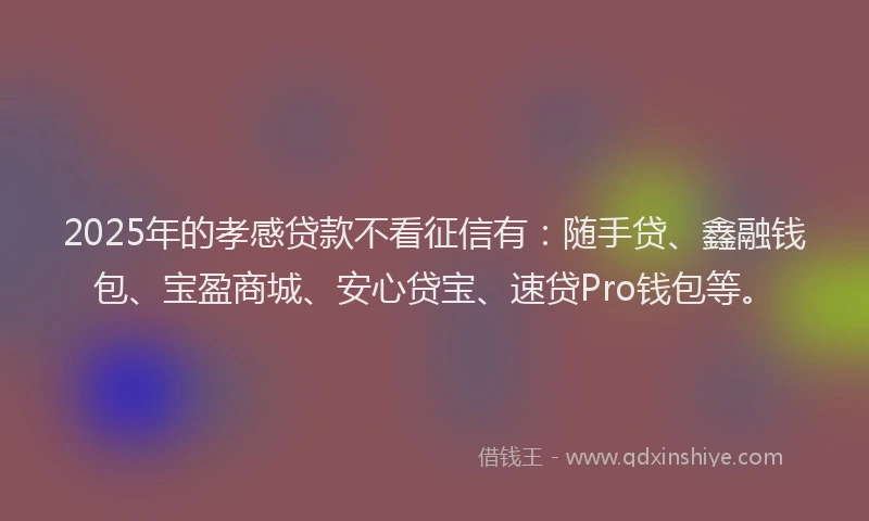 2025年的孝感贷款不看征信有：随手贷、鑫融钱包、宝盈商城、安心贷宝、速贷Pro钱包等。