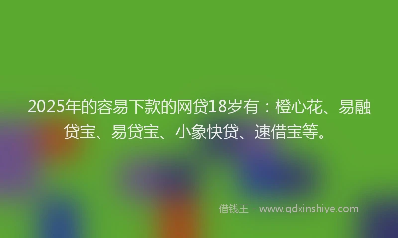 2025年的容易下款的网贷18岁有：橙心花、易融贷宝、易贷宝、小象快贷、速借宝等。