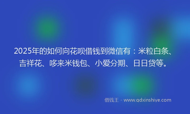 2025年的如何向花呗借钱到微信有：米粒白条、吉祥花、哆来米钱包、小爱分期、日日贷等。