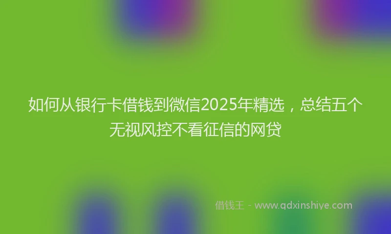 如何从银行卡借钱到微信2025年精选，总结五个无视风控不看征信的网贷