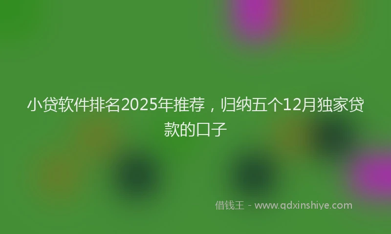 小贷软件排名2025年推荐，归纳五个12月独家贷款的口子