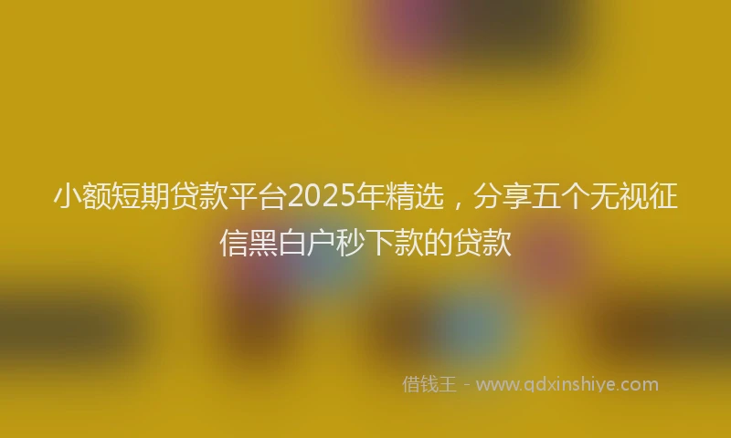 小额短期贷款平台2025年精选，分享五个无视征信黑白户秒下款的贷款