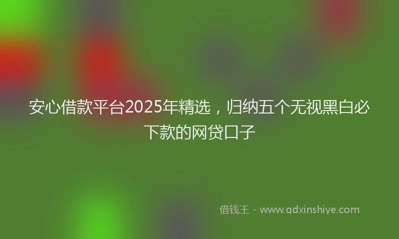 安心借款平台2025年精选，归纳五个无视黑白必下款的网贷口子