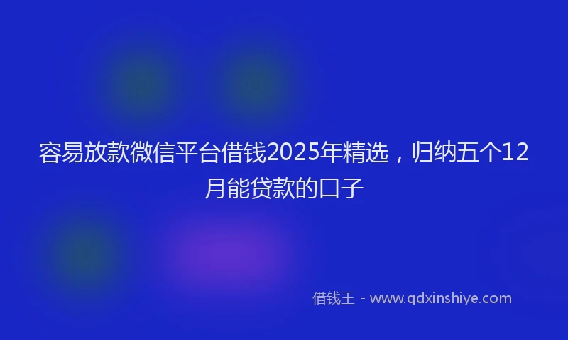 容易放款微信平台借钱2025年精选，归纳五个12月能贷款的口子