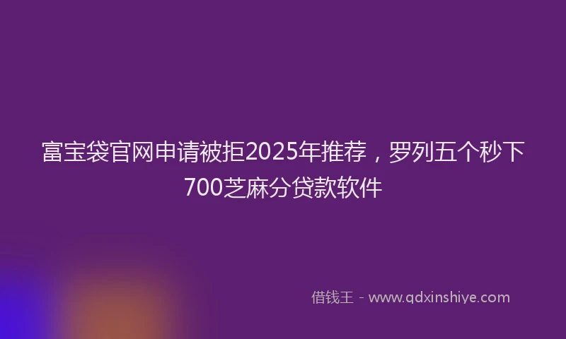 富宝袋官网申请被拒2025年推荐，罗列五个秒下700芝麻分贷款软件