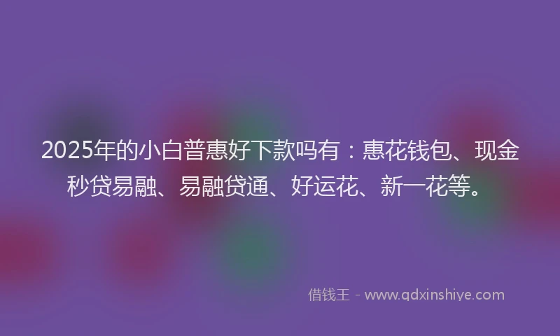 2025年的小白普惠好下款吗有：惠花钱包、现金秒贷易融、易融贷通、好运花、新一花等。