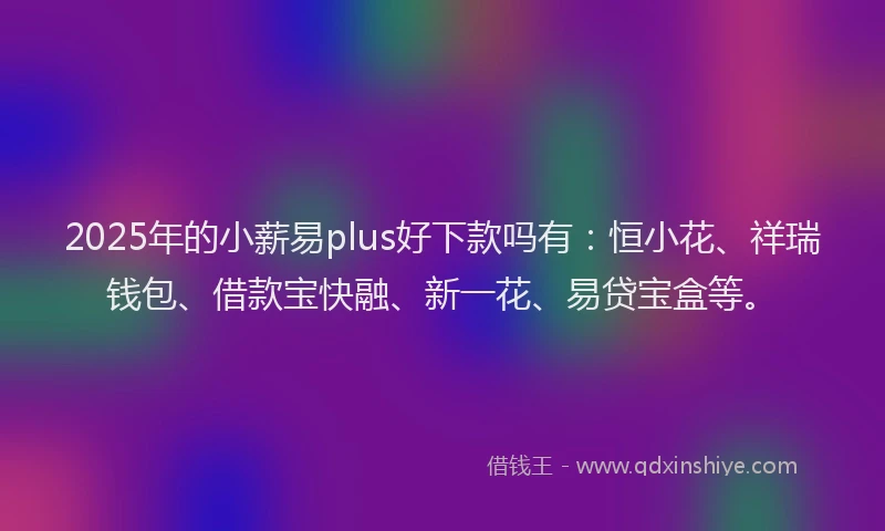 2025年的小薪易plus好下款吗有：恒小花、祥瑞钱包、借款宝快融、新一花、易贷宝盒等。