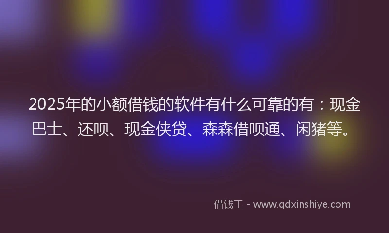2025年的小额借钱的软件有什么可靠的有：现金巴士、还呗、现金侠贷、森森借呗通、闲猪等。