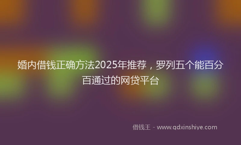 婚内借钱正确方法2025年推荐，罗列五个能百分百通过的网贷平台