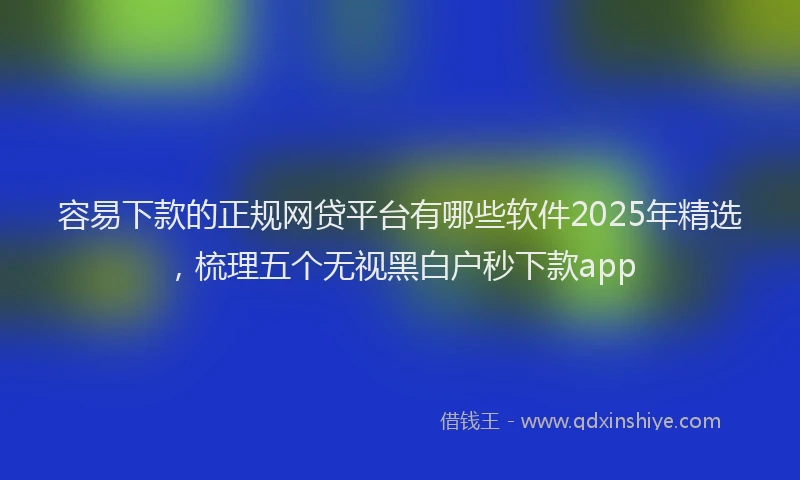 容易下款的正规网贷平台有哪些软件2025年精选，梳理五个无视黑白户秒下款app