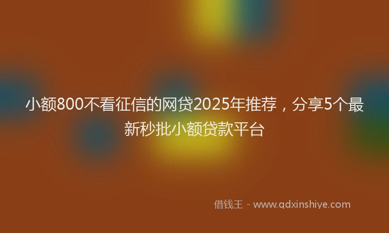 小额800不看征信的网贷2025年推荐，分享5个最新秒批小额贷款平台