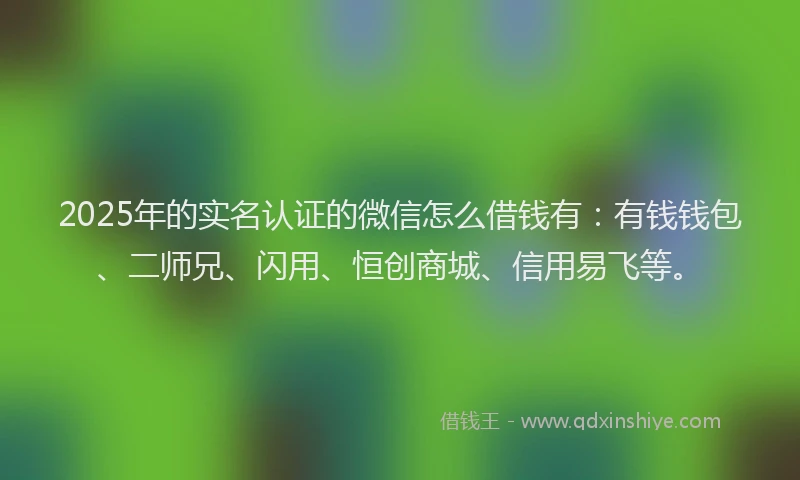 2025年的实名认证的微信怎么借钱有：有钱钱包、二师兄、闪用、恒创商城、信用易飞等。
