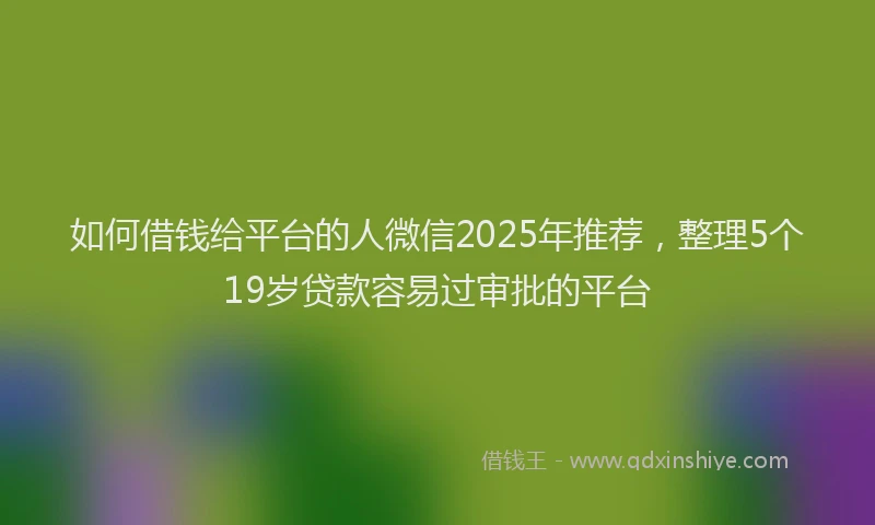 如何借钱给平台的人微信2025年推荐，整理5个19岁贷款容易过审批的平台