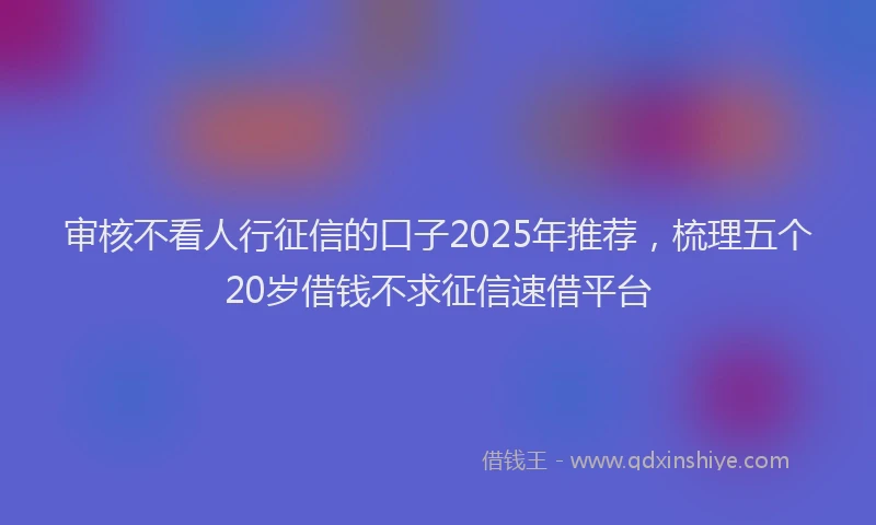 审核不看人行征信的口子2025年推荐，梳理五个20岁借钱不求征信速借平台