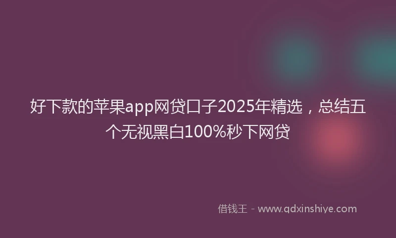 好下款的苹果app网贷口子2025年精选，总结五个无视黑白100%秒下网贷