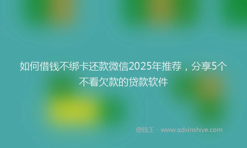 如何借钱不绑卡还款微信2025年推荐，分享5个不看欠款的贷款软件
