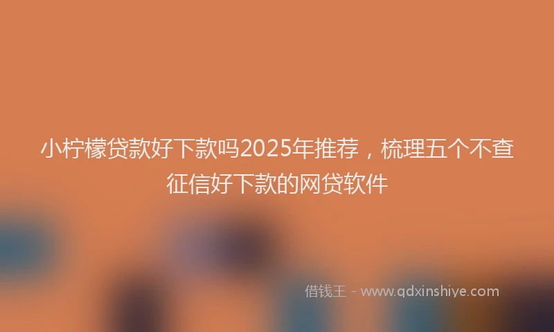 小柠檬贷款好下款吗2025年推荐，梳理五个不查征信好下款的网贷软件