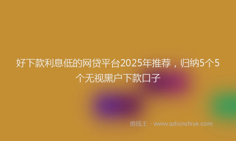 好下款利息低的网贷平台2025年推荐，归纳5个5个无视黑户下款口子