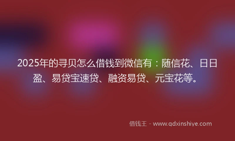 2025年的寻贝怎么借钱到微信有：随信花、日日盈、易贷宝速贷、融资易贷、元宝花等。