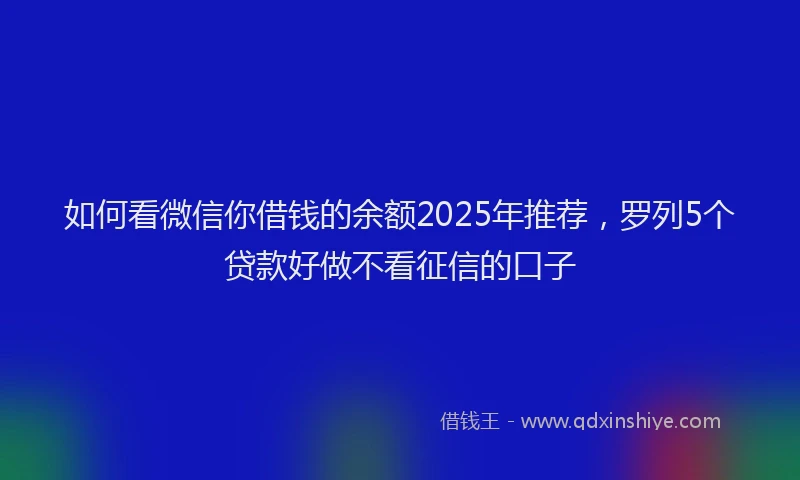 如何看微信你借钱的余额2025年推荐，罗列5个贷款好做不看征信的口子