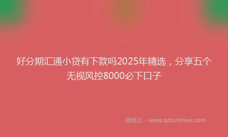 好分期汇通小贷有下款吗2025年精选，分享五个无视风控8000必下口子