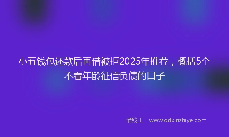 小五钱包还款后再借被拒2025年推荐，概括5个不看年龄征信负债的口子