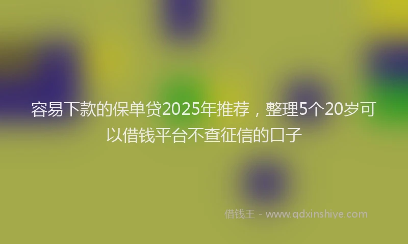 容易下款的保单贷2025年推荐，整理5个20岁可以借钱平台不查征信的口子