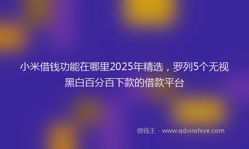 小米借钱功能在哪里2025年精选，罗列5个无视黑白百分百下款的借款平台