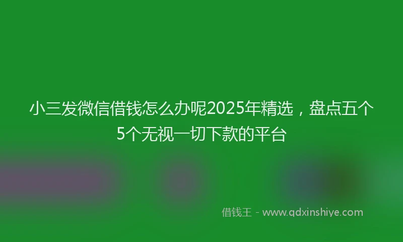 小三发微信借钱怎么办呢2025年精选，盘点五个5个无视一切下款的平台